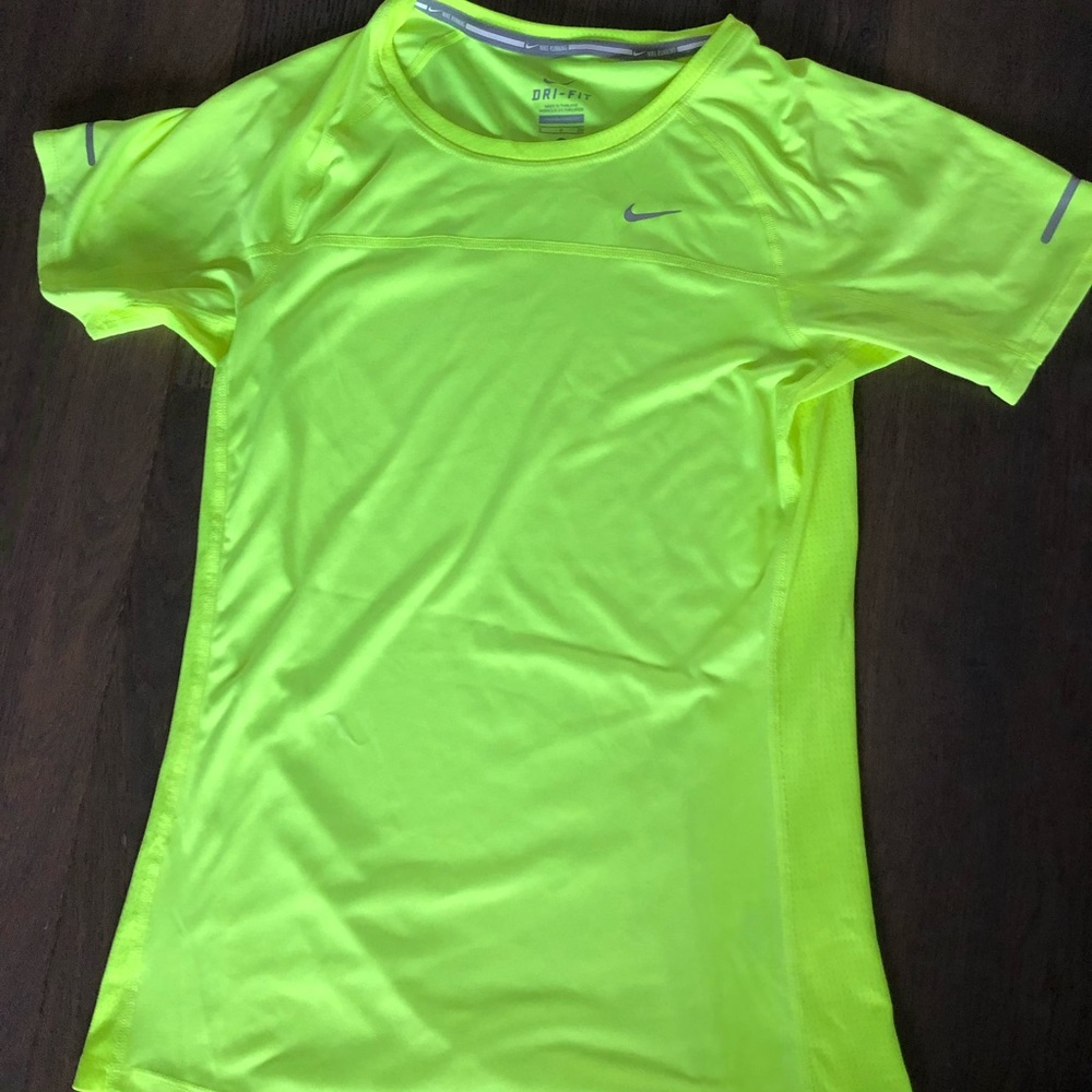 Neon green Nike dri-fit workout top